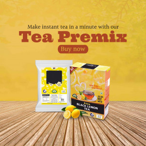 Packets of Tea Premix with lemons and tea cup