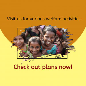 Group of smiling women and children, promoting welfare activities.