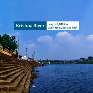 View of the Krishna River with steps leading down to the water