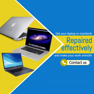 Image of laptops with text advertising repair services