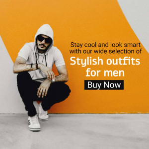 Man wearing a hoodie and sunglasses promoting stylish outfits for men.