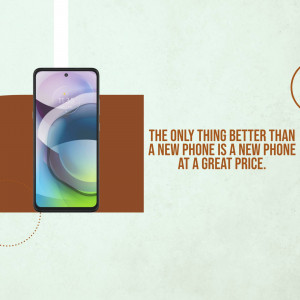 Motorola Moto G Power (2023) smartphone displayed with promotional text.