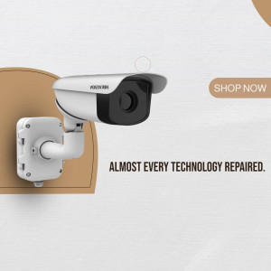 Amcrest security camera mounted on a wall with a 'Shop Now' call to action.