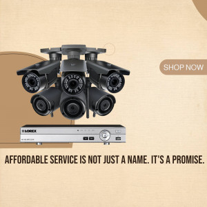 Lorex security camera system with DVR and promotional text