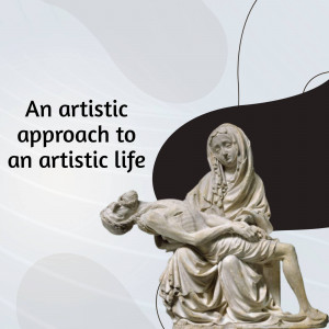 A sculpture depicting the Pieta, with a woman holding the body of Jesus.