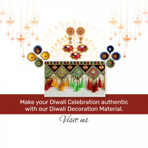 Colorful Diwali decorations including earrings and a wall hanging with tassels.