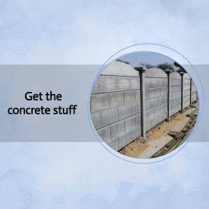 Image of a concrete boundary wall under construction with text overlay.