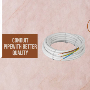 White conduit pipe coiled with electrical wires