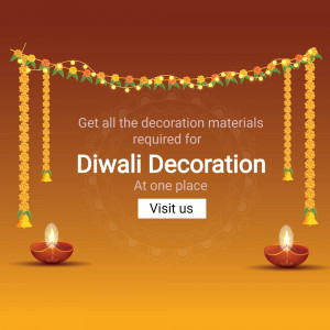 Diwali decoration materials promotion with lights, flowers, and lamps