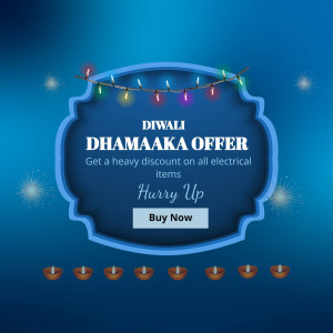 Diwali offer banner with lights and text promoting discounts on electrical items.
