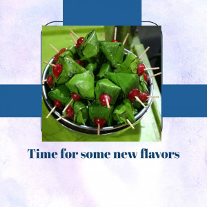 Close-up of a silver bowl filled with paan, a traditional Indian mouth freshener.
