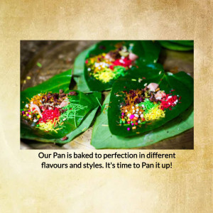 Close-up of colorful Pan (betel leaf preparation) with various toppings
