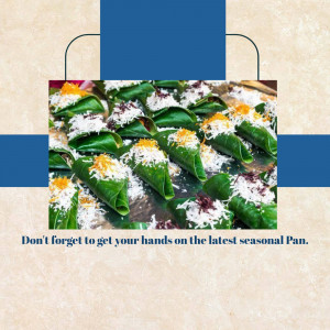 Close-up of betel leaves (pan) with coconut and saffron toppings