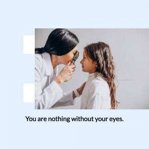 Doctor performing an eye exam on a young girl.
