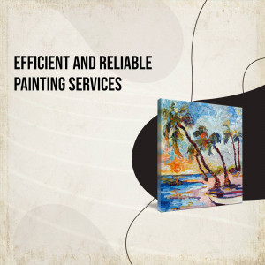 Image showcasing painting services with a tropical beach painting.