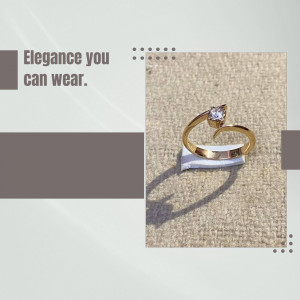 Close-up of a gold ring with a sparkling diamond on a textured background.