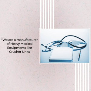 Stethoscope and notepad with text about heavy medical equipment manufacturing