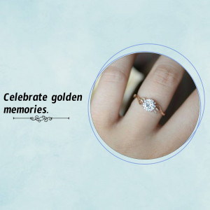 Close-up of a rose gold diamond ring on a hand