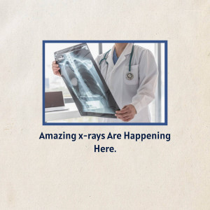 A doctor in a white coat holding up an X-ray image.