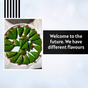A circular arrangement of green paan (betel leaf preparation) with red cherry toppings on a white plate.