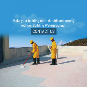Two workers applying waterproofing material to a building roof