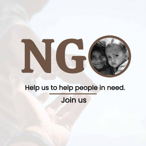 Image of an NGO logo with children's faces, promoting help for people in need.