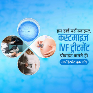 Image depicting IVF treatment procedures and a doctor examining results.