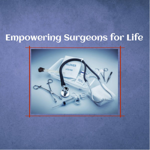 Surgical instruments and stethoscope on a sterile surface