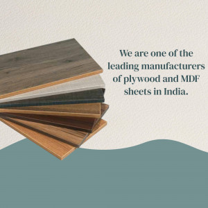 Assortment of plywood and MDF sheets with text overlay