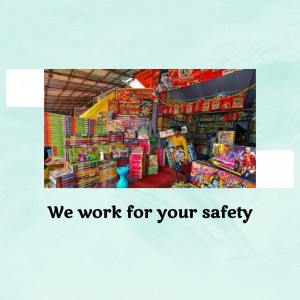 A colorful display of fireworks in an Indian shop.