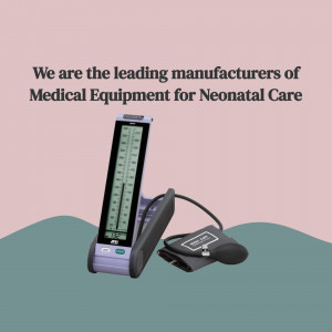 Purple neonatal blood pressure monitor with cuff on a pastel background