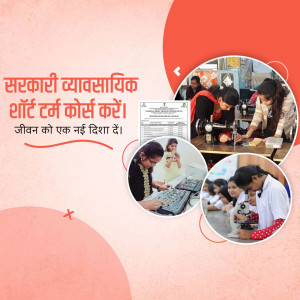 Image depicting women participating in various vocational training courses like sewing, computer skills, and science labs.