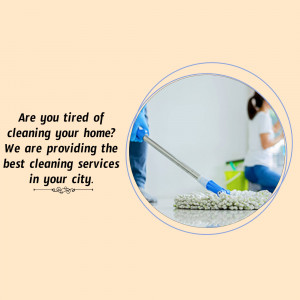 Image of a person cleaning a floor with a mop, promoting home cleaning services.