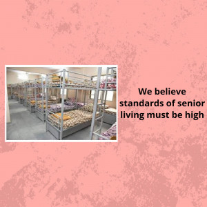 Interior view of a senior living facility with multiple bunk beds.