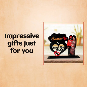 Heart-shaped gift with a couple's image and 'World's Best Dad' text