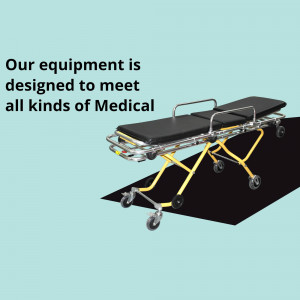 Yellow and black medical stretcher on a dark surface