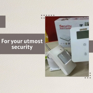 Image of a security alarm system with motion sensor and control panel