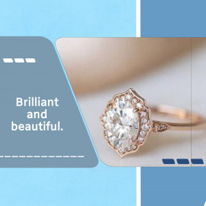 Close-up of a rose gold diamond engagement ring with a sparkling center stone.