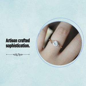 Close-up of a rose gold diamond ring on a hand