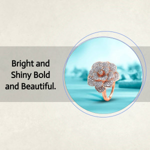 Close-up of a rose gold ring shaped like a flower
