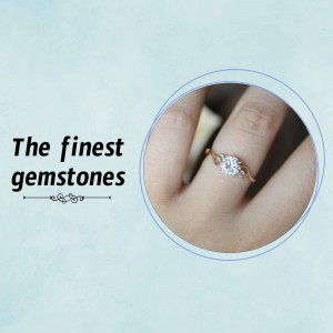 Close-up of a rose gold ring with a sparkling diamond on a woman's finger