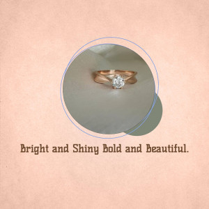 Close-up of a rose gold diamond ring with a sparkling stone