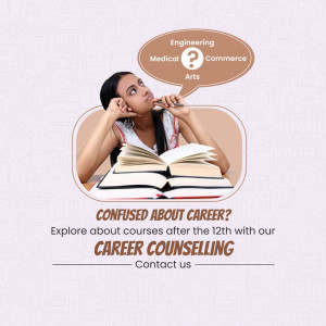 A young woman looking confused while thinking about career options after 12th grade.