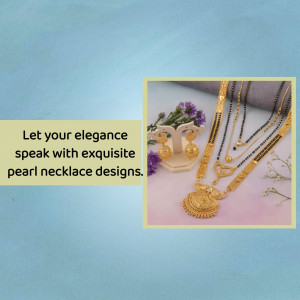 Close-up of gold and pearl necklaces with earrings and flowers