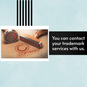 Trademark stamps and copyright symbol on brown paper with text