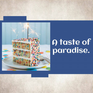 A slice of colorful birthday cake with a sparkler on top.