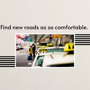 Yellow taxis in a busy city street with a motivational quote.