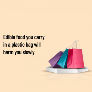 Shopping bags with text about the dangers of plastic