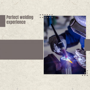 A welder working on a metal object with sparks flying.