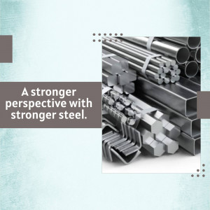 Assortment of steel bars and shapes with text overlay
